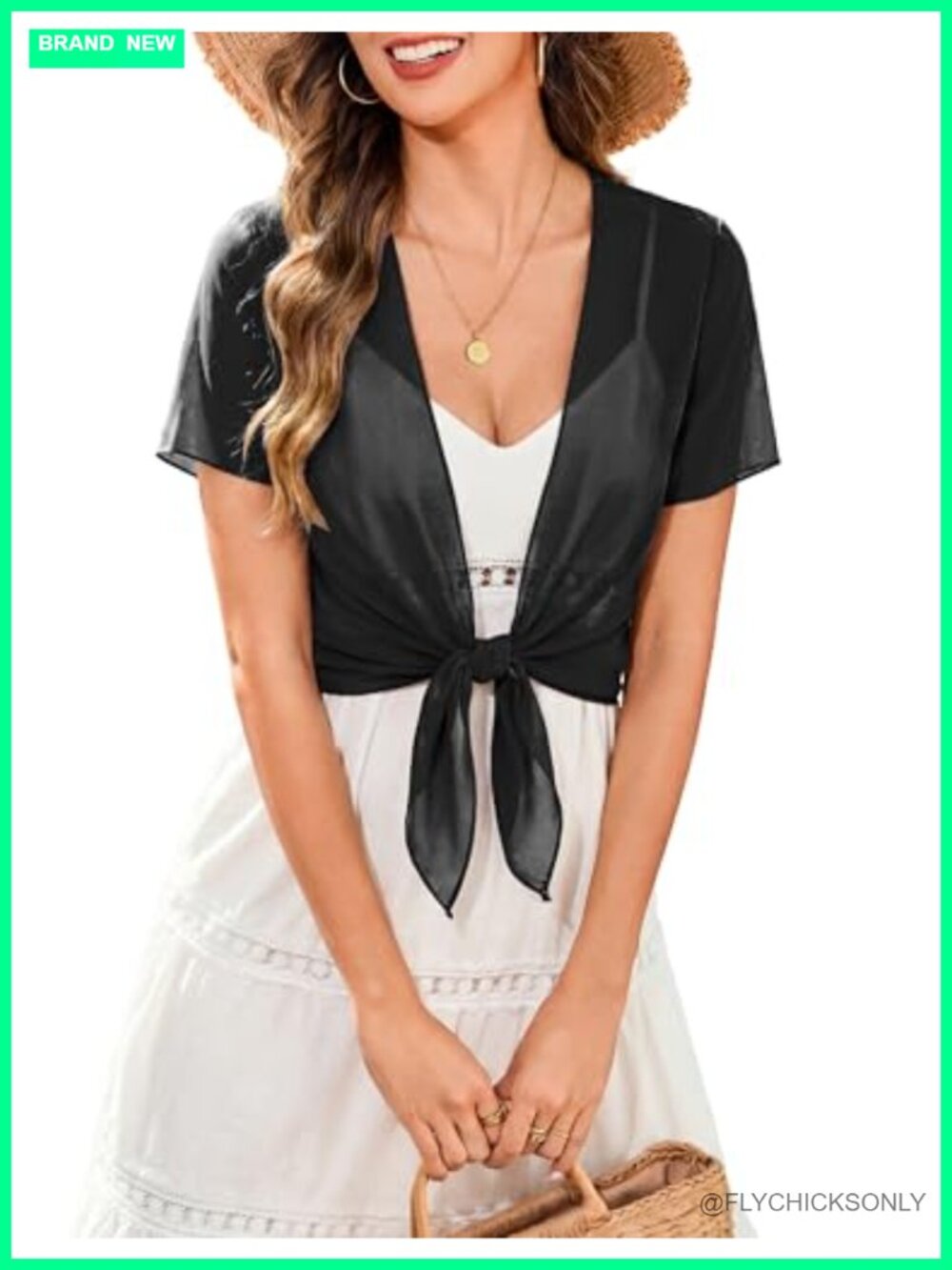 Women's Sheer Mesh Tie Front Shrug Cardigan Lightweight Cropped Bolero Summer